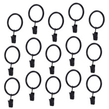 40pcs Black Curtain Rings with Hooks and Clips for Drapes Indoor Outdoor Easy Install