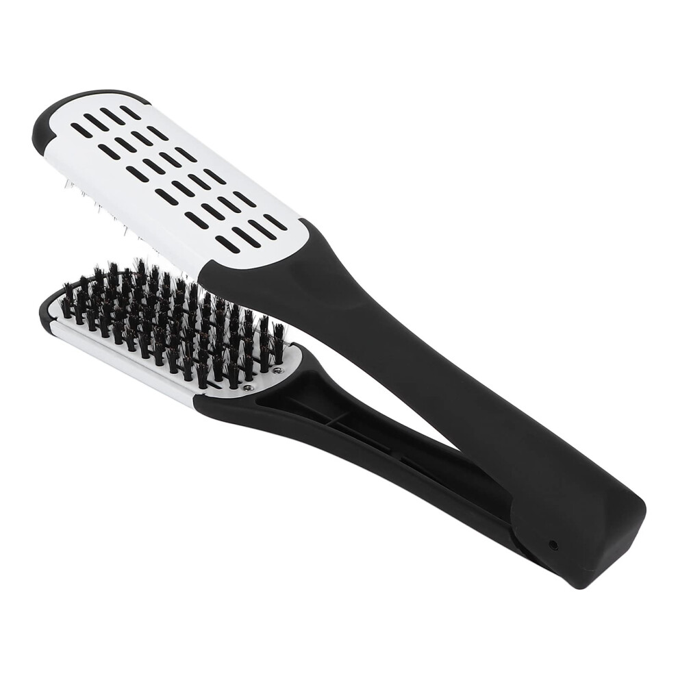 White Double Sided Hair Styling Brush With Ergonomic Spring Grip For Gentle Detangling,