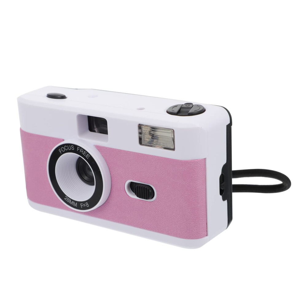 Vintage Retro 35Mm Reusable Film Camera With Builtin Flash, Compact Design, White/Pink/Purple 9164114219763