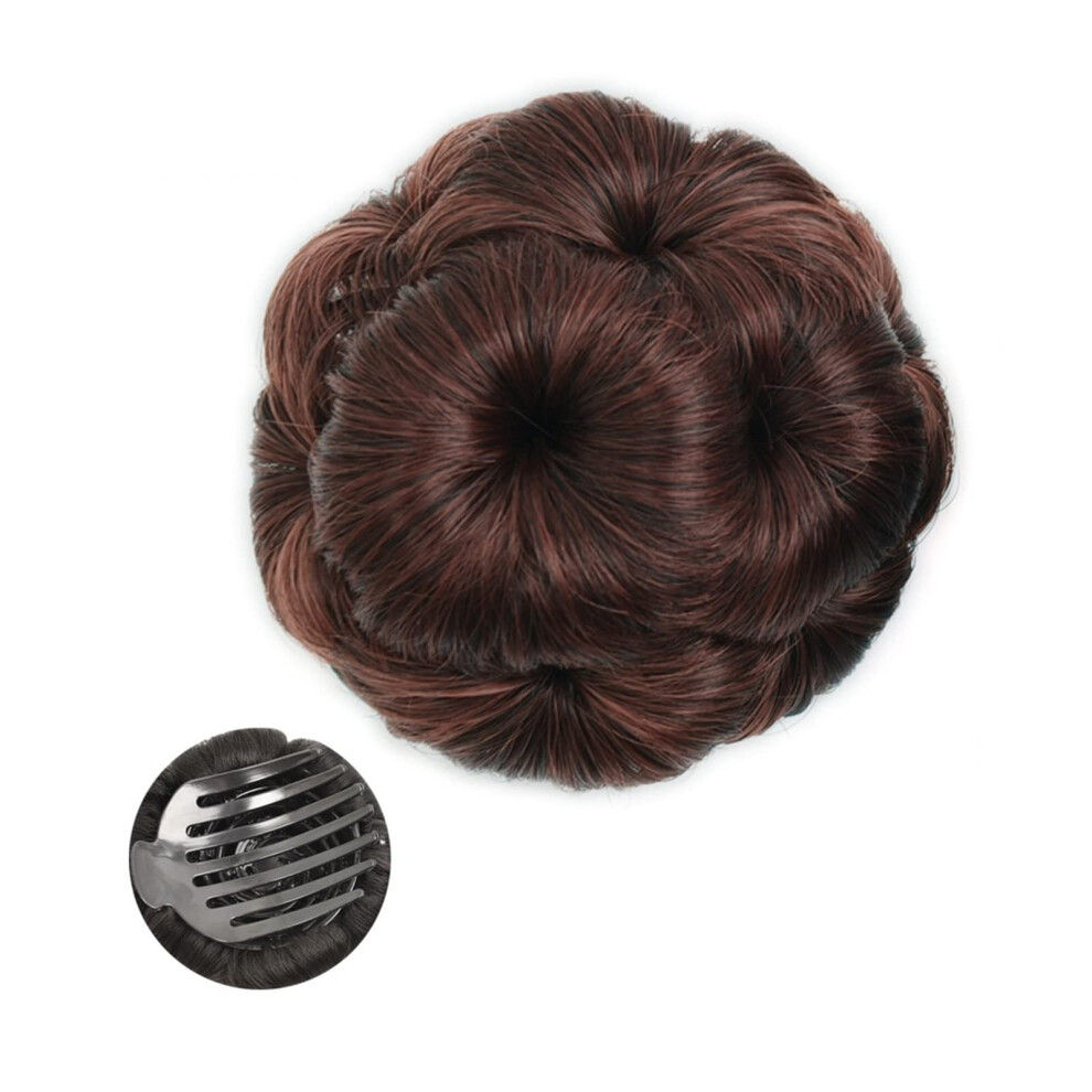 Unisex Hair Bun Extension With Secure Claw Clip, Curly Chignon Ponytail For Women, Instant Volume Boost