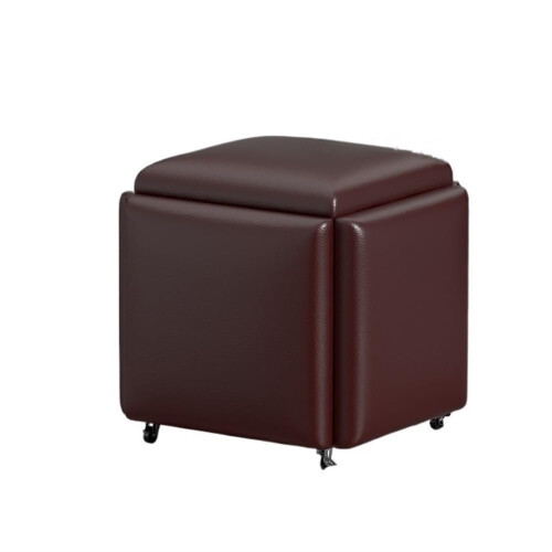 PU Leather Storage Ottoman Cube with Swivel Casters, Stackable Stool for Living Room, Bedroom, Office
