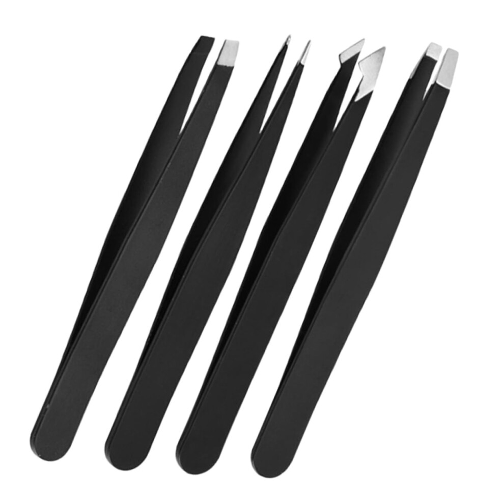 4Pcs Stainless Steel Eyebrow Tweezers Set for Precise Hair Removal and Ingrown Hair Removal