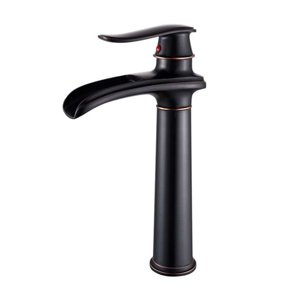 Waterfall Bathroom Faucet Antique Brass Single Hole Mixer Tap For Sink, Black 9164114166128