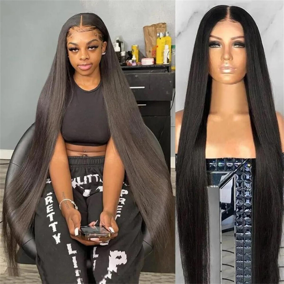 Unisex Hd Lace Front Wig 13X6 Brazilian Straight Human Hair 200 Density Pre Plucked Glueless 20 Inch