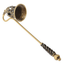 Vintage Metal Candle Snuffer with Rhinestones Long Handle Decorative Extinguisher Tool Multicolor