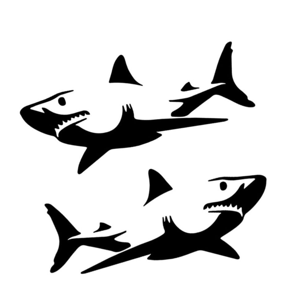 Shark Car Decal Pair Waterproof Vinyl Stickers For Truck Boat Laptop Durable Exterior Black 9365369403772