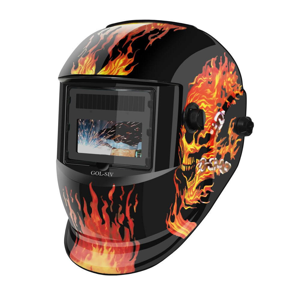 Auto Darkening Welding Helmet True Color Wide View Adjustable Shade For Mig Tig Smaw Vh107 Flame 9164114220295