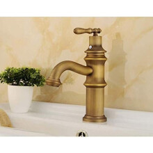 Antique Brass Kitchen Faucet Single Hole Mixer Tap for Bathroom or Basin with Hot and Cold Water