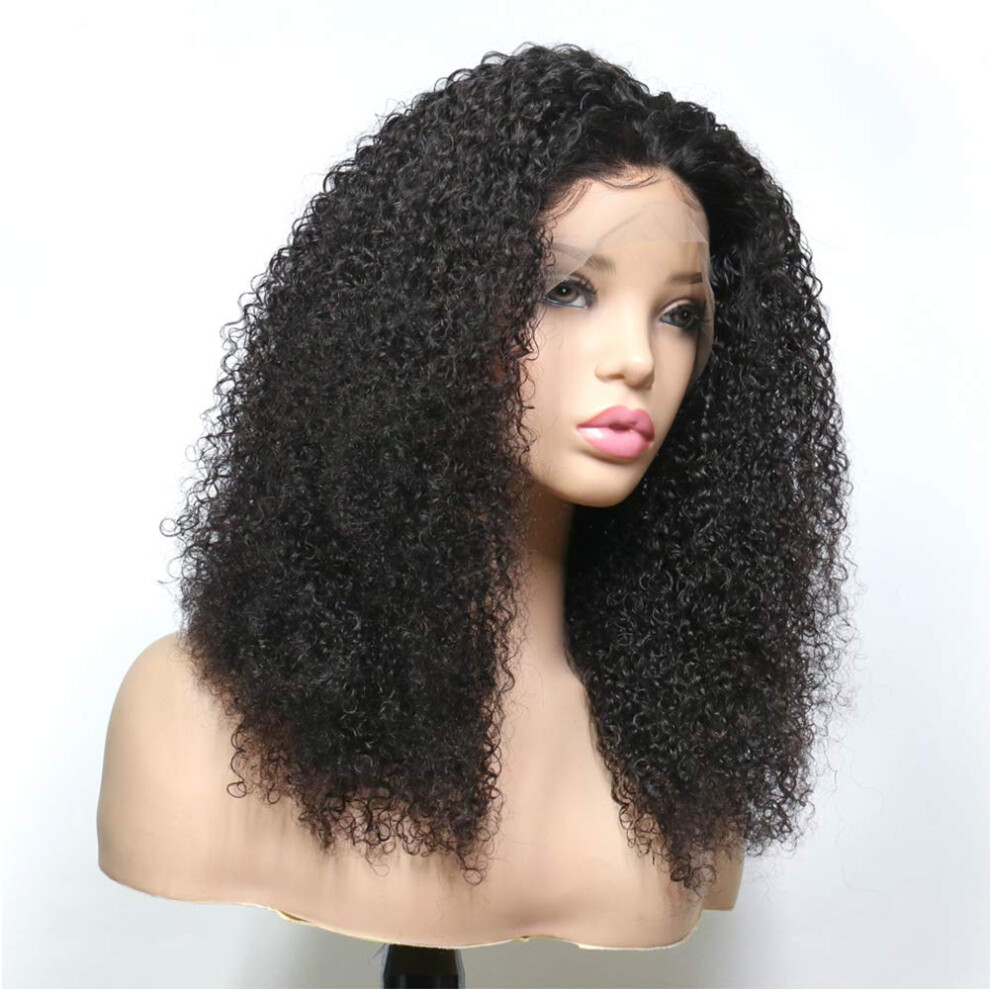 Unisex Black Curly Human Hair Wig 360 Lace Front Glueless Short Bob For Women Pre Plucked Natural Hairline