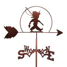 Metal Roof Weather Vane with Angler Silhouette Rustproof Stainless Steel Wind Direction Indicator