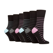 (04-Aug, SOLRM37) Gentle Grip - Gentle Grip - 6er Pack Damen Ohne Gummi Bambus Socken Bunt Muster Atmungsaktiv