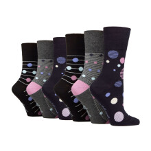 (04-Aug, SOLRM38) Gentle Grip - Gentle Grip - 6er Pack Damen Ohne Gummi Bambus Socken Bunt Muster Atmungsaktiv
