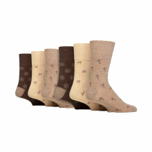 (06-Nov, Beigefarbenes Symbol) Gentle Grip - 6er Pack Herren Socken Comfort Ohne Gummi Bund | Gentle Grip Socken Baumwolle