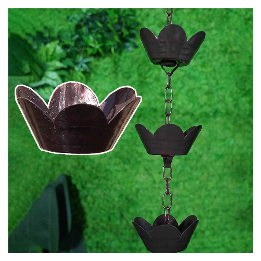 Decorative Metal Rain Chain For Gutters With Hook, 14.7Ft Weatherresistant Downspout Replacement 9164114168146