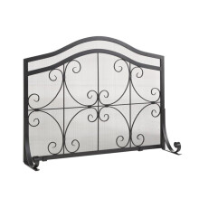 Vintage Black Iron Fireplace Screen with Safety Protection for Living Room Decorative Gate