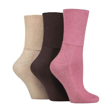 (04-Aug, Altrosa) IOMI - IOMI - 3er Pack Herren und Damen Bambus Socken Ohne Gummi | Diabetikersocken