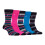 Farah (6-11, Dark Navy / Cerise) Farah - 5 Pack Mens Bamboo Bright Striped Patterned Socks 1