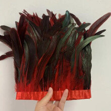 Ostrich Feather Trim and Rooster Tail Feather Fringe Ribbon for DIY Crafts Wedding Party Decoration Red 2530cm