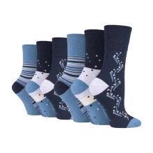 (04-Aug, SOLRH215) Gentle Grip - 6er Pack Damen Baumwolle Socken Ohne Gummi Bunt | Gentle Grip-ödem Socken Muster