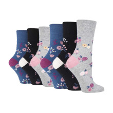 (04-Aug, SOLRH216) Gentle Grip - 6er Pack Damen Baumwolle Socken Ohne Gummi Bunt | Gentle Grip-ödem Socken Muster