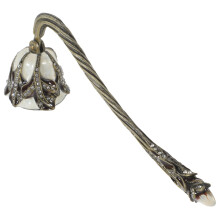 Candle Snuffer with Rhinestones Elegant Flower Design Long Handle Wick Extinguisher for Scented Candles