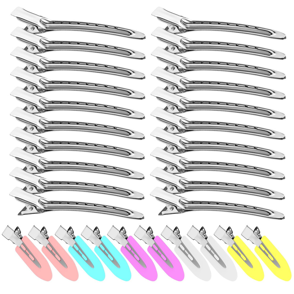 Unisex 24 Metal Duck Bill Hair Clips For Styling And Sectioning, Secure Hold For Salon Or Home Use