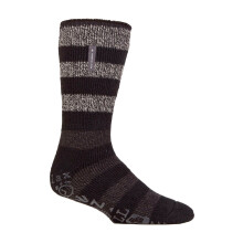 (06-Nov, Schwarz/Anthrazit gestreift) Heat Holders - Herren Bettsocken mit Anti-rutsch | Heat Holders | Thermo Lounge Kuschelsocken
