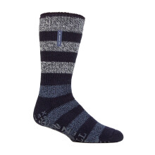 (06-Nov, Marineblau/Jeans gestreift) Heat Holders - Herren Bettsocken mit Anti-rutsch | Heat Holders | Thermo Lounge Kuschelsocken