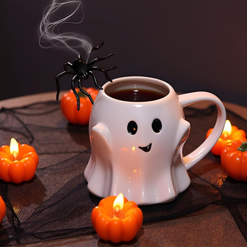 Halloween Mug 3D Ghost Ceramic Coffee Cup 14oz Large Capacity with Handle for Hot and Cold Drinks 2