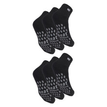 (12-14 UK, Schwarz) Heat Holders - Heat Holders - 6 Paar rutschfeste Knöchel-Thermo-Stoppersocken für Herren