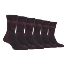 (6-11 UK, Braun) Jeep - Jeep - 6 Paar luxuriöse gepolsterte Baumwoll-Wandersocken für Herren