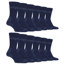 (6-11 UK, Marine) Jeep - Jeep - 12 Paar luxuriöse gepolsterte Baumwoll-Wandersocken für Herren
