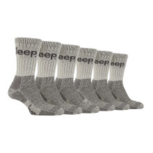(6-11 UK, Stein) Jeep - Jeep - 6 Paar luxuriöse gepolsterte Baumwoll-Wandersocken für Herren