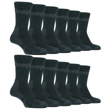 (6-11 UK, Grün) Jeep - Jeep - 12 Paar luxuriöse gepolsterte Baumwoll-Wandersocken für Herren