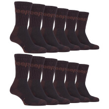 (6-11 UK, Braun) Jeep - Jeep - 12 Paar luxuriöse gepolsterte Baumwoll-Wandersocken für Herren