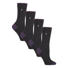 (4-8 UK, Schwarz/Lila (Oia)) Heat Holders - Heat Holders - 4 Paar Damen UltraLite leichte Thermosocken