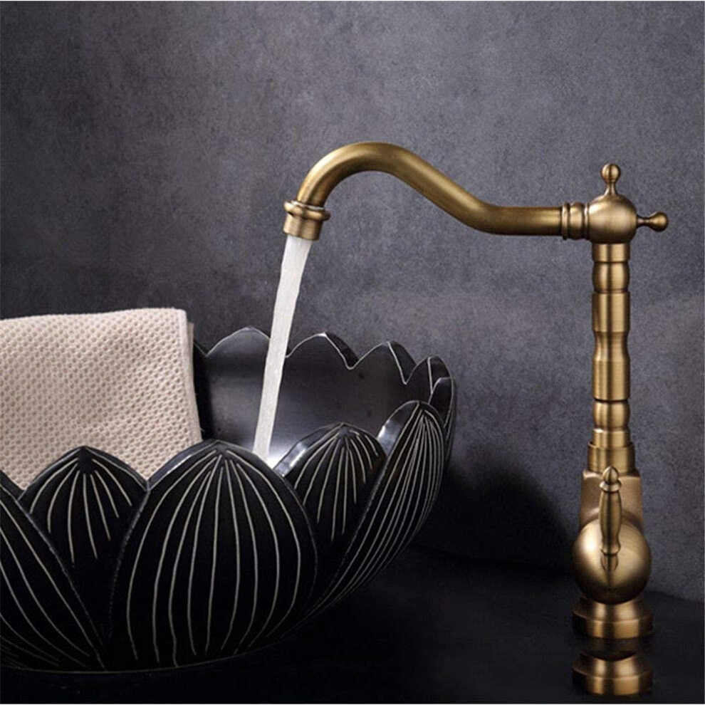 Antique Copper Kitchen Faucet With 360 Rotating Spout And Single Handle Mixer Tap 9164114169242