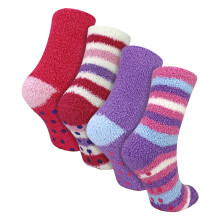 (7-10 Years, Uni & Gestreift) Sock Snob - Sock Snob - 4er Pack Mädchen Warme Bett Socken Kuschelig & Weich