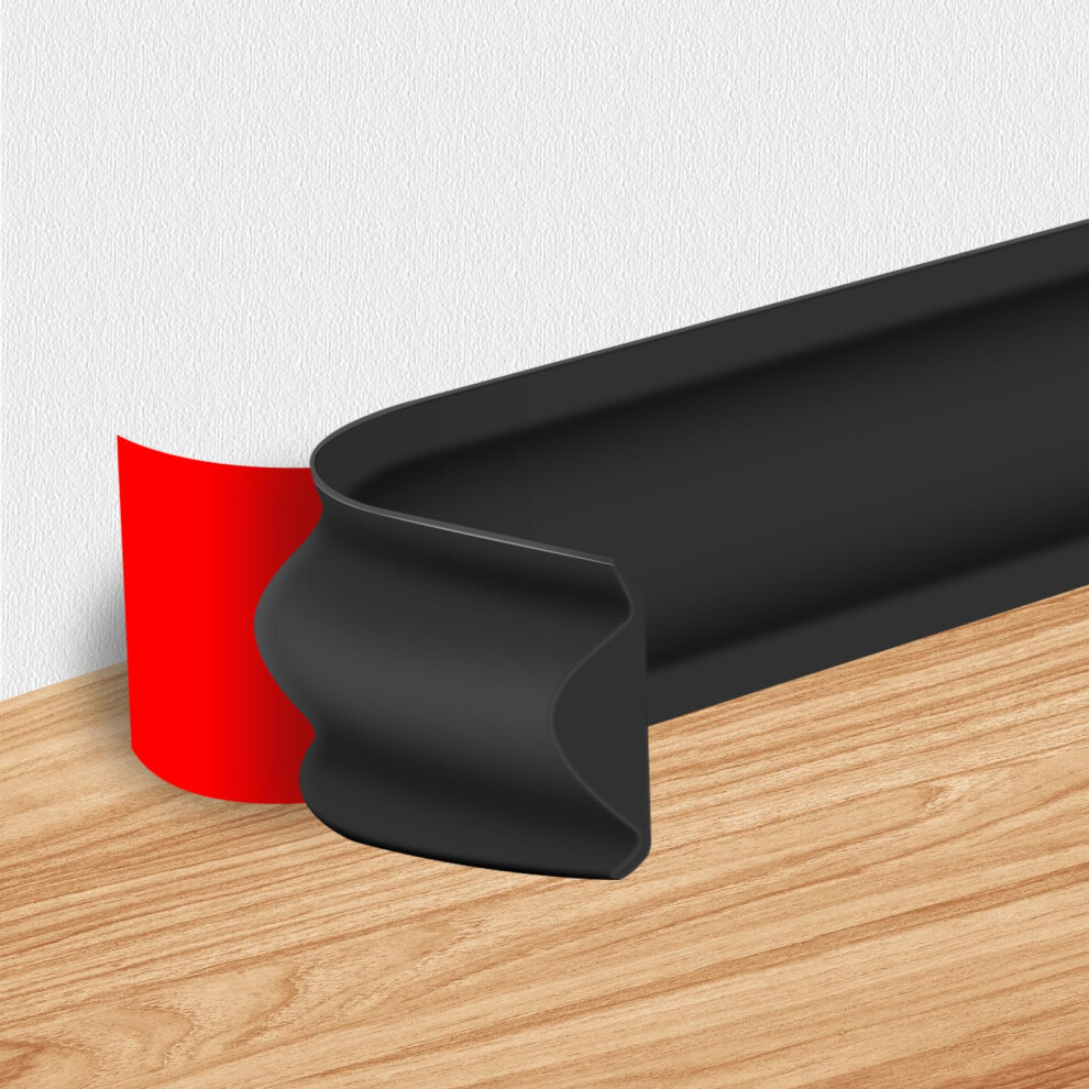 Flexible Self Adhesive Wall Corner Trim, Waterproof Peel And Stick Rubber Molding For Home Decor (Black 118In) 9164114221612