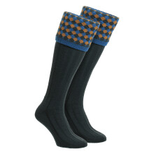 (11-13, Racing Green) HJ Hall - Mens Shooting Merino Wool Socks Warm Country Diamond Pattern