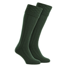 (10-13, Bottle Green) HJ Hall - Mens Premium Wool Kilt Socks Knee High Diamond Pattern Turn Over Top