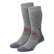 (6-11, Grey/Denim) HJ Hall - Mens Anti Blister Wool Hiking Socks Dual Layer with Cushioned Sole