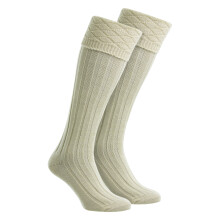 (Oct-13, Ecru) HJ Hall - HJ Hall - Herren Premium-Woll-Kiltsocken knielang Diamantmuster