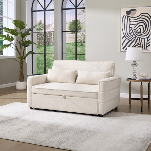 MORE4HOMES JASPER BOUCLE 2 SEATER SOFA BED (BEIGE)