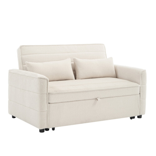 MORE4HOMES JASPER BOUCLE 2 SEATER SOFA BED (BEIGE) 1