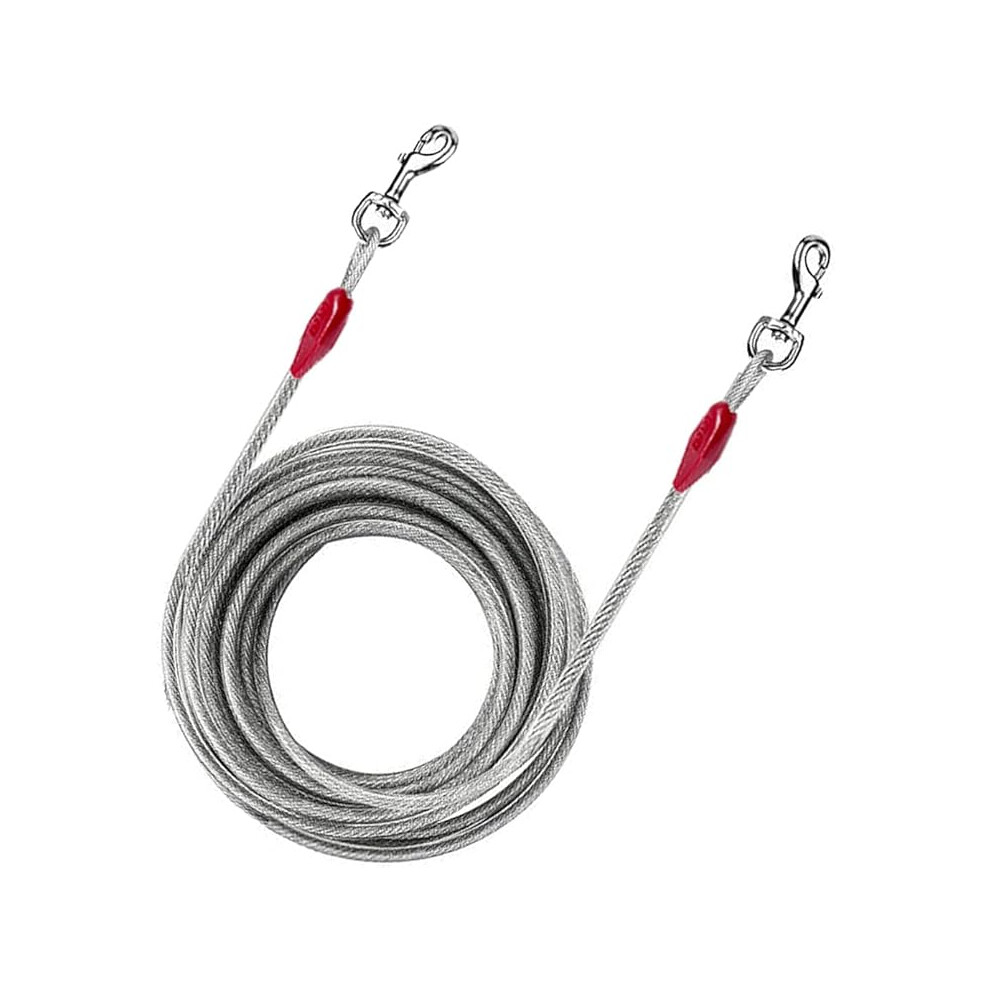 Petopedia (30 Feet) Heavy Duty Dog Tether - Tie Out Cable - 10Ft 20Ft 30Ft Long Chains For Outside - 125 Lbs Lead Leash For Spiral Stake Outdoor Camping Travel