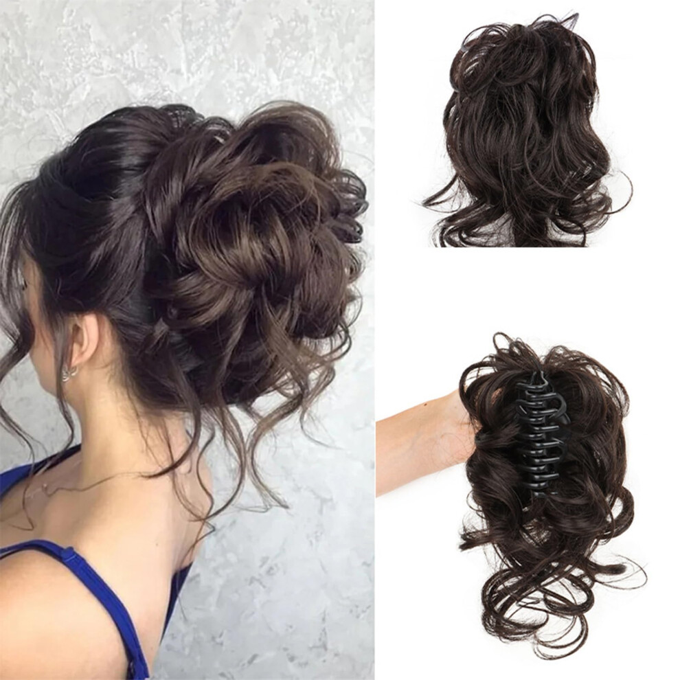 Unisex Messy Bun Hair Piece With Claw Clip Curly Wavy Hair Bun Extension For Instant Volume Boost