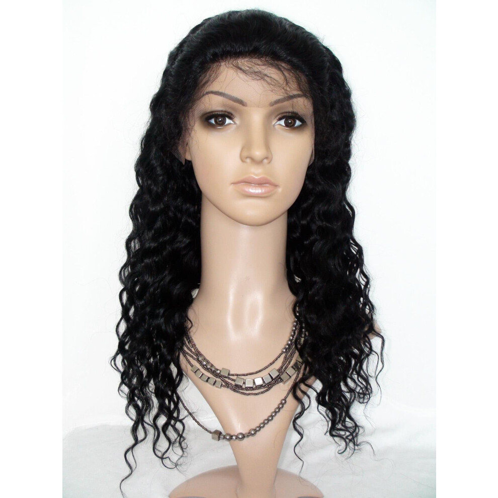 Unisex Black 10 Inch Jet Curly Human Hair Lace Wig Â Chinese Virgin Hair, Natural Shine, Tangle