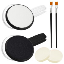 Black & White Face Body Paint Set, Face Paint Makeup Kit for Kids & Adults with Brushes and Sponge, Facepaint For Halloween Clown Skeleton Vampire
