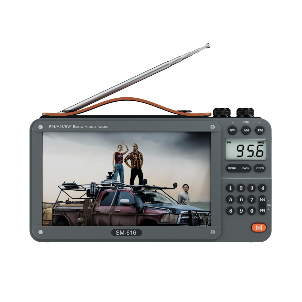 Photos - Radio / Clock 720P 7 Inch FM AM Movie Video Radio with Bluetooth Speaker, Rechargeable Digital Shortwave Radio MP3 MP4, Support USB/Micro